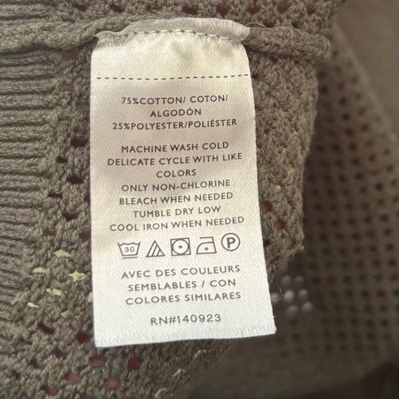 Loft Women's Sweater Size Large Cotton Open Weave Boho Green - Picture 5 of 5